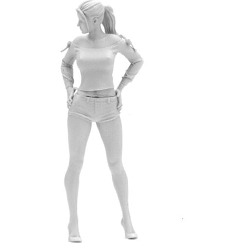 Resin Figure 1/24 Scale Model Kit Auto Salon Girls Assembling Model Resin Kit Colorless Self-Assembled Toys R288