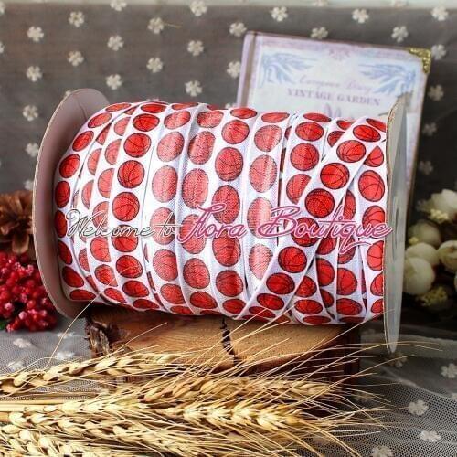 FLRA ElasticBasketball printed elastic printed solid Fold Over Elastic foe wholesale 5/8 foe