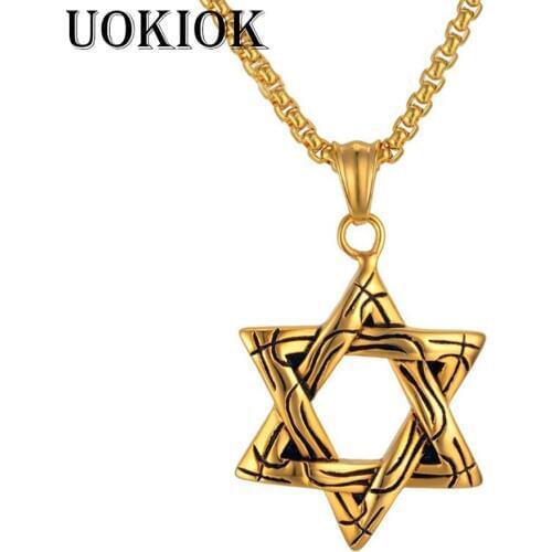 Hip Hop Star of David Pendant Necklace For Men/Women Bat Mitzvah Gift Stainless Steel Israel Judaica Necklace Jewish Jewelry