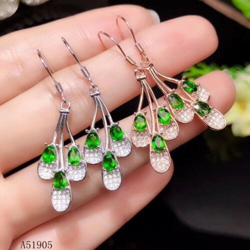 KJJEAXCMY boutique jewelry 925 sterling silver inlaid natural emerald womens luxury ring necklace pendant set support detection