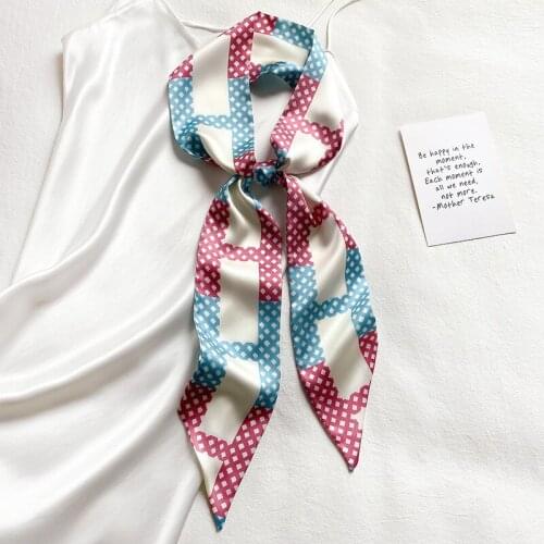 KOI LEAPING Aesthetic printing long hair scarf female Literary fashion decorative scarf headband tie wrist strap bag belt