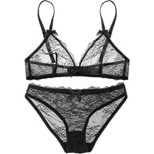 CYHWR lace underwear ultra breathable thin sexy comfortable wire free women underwear bra set pink black white bra set