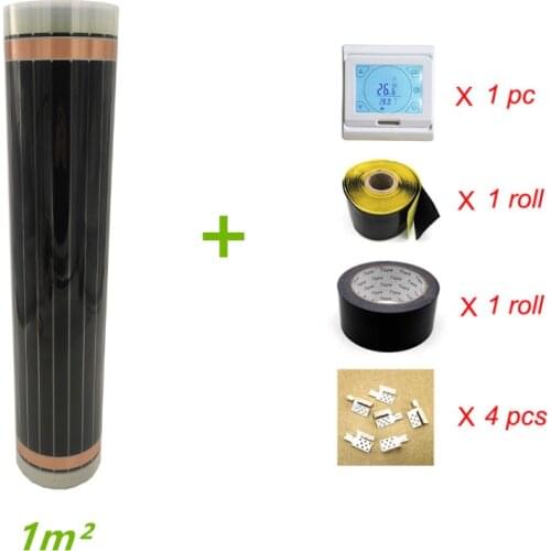 Best Price 220V 1 Square Meter Floor Heating Electric Infrared Film with Thermostat 50cmX2m Warm Floor Mat Kits