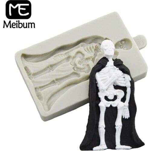 Meibum Easter skeleton Silicone Fondant Cake Mold Halloween Pattern Paste Sugar Craft Chocolate Candy Decorating Mould