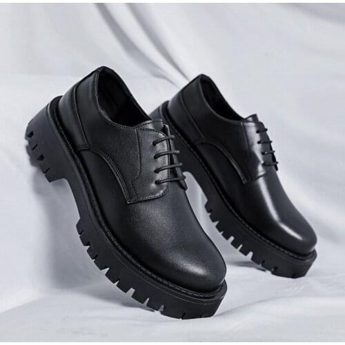Men Business Casual Heighten Leather Shoes Male Harajuku Korean Chic Fashion High Platform Wedding Leather Dress Shoes
