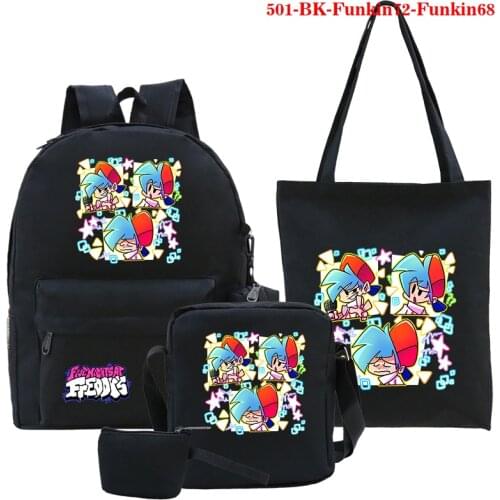 4 Set Simple Trend Friday Night Funkin Cool Mens Backpack Male Travel Bag Fashion Harajuku Style School Backpacks for Teenagers