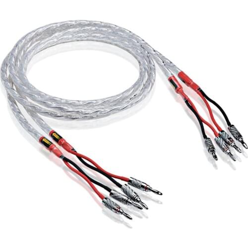 One Pair ATAUDIO HIFI Silver-plated Speaker Cable Hi-end 6N OCC Speaker Wire For Hi-fi Systems