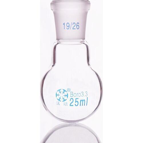 Single standard mouth round-bottomed flask,Capacity 25ml and joint 19/26,Single neck round flask