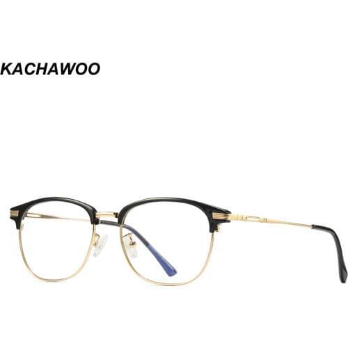 Kachawoo TR90 Eyeglasses Frames Men Optical Half Metal Anti Blue Light Glasses Frame Women Computer Eyewear 2019