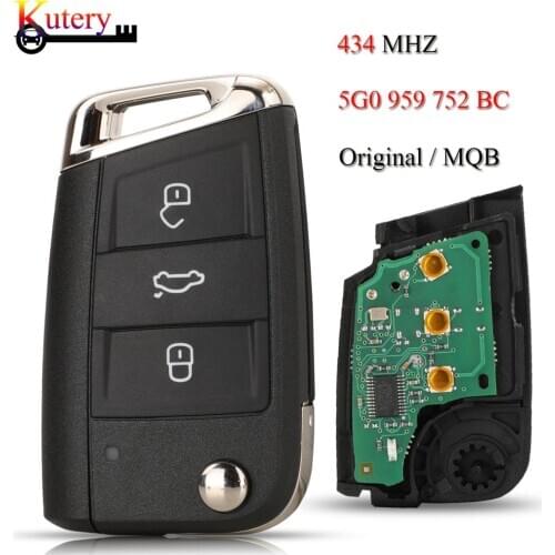 Kutery Original Remote Smart Car Key For VW/Volkswagen Golf 7 Passat Variant 3Buttons MQB Keyless-Go 434MHZ 5G0959752BC
