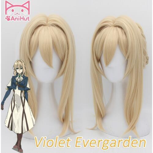 【AniHut】Violet Evergarden Cosplay Wig Heat Resistant Synthetic Light Blonde Hair Cosplay Wigs For Women Anime Violet Evergarden