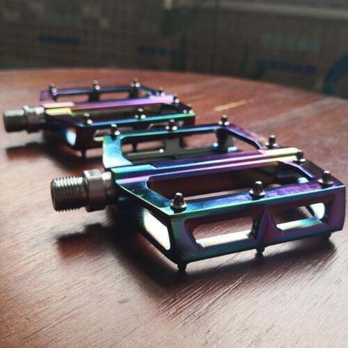 Colorful MTB Flat Pedal Bicycle Pedals Ultralight Aluminum Alloy Bearing Mountain Bike Pedal Non-slip Rainbow Pedals Bike Parts