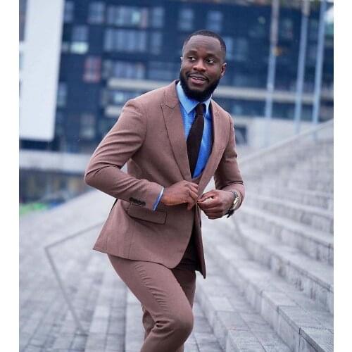 Jacket+Pants+Vest) Classic Business Brown One Button Slim Fit Tuxedo Wedding Man Suit 3 Piece Formal Man Blazer Custom Made