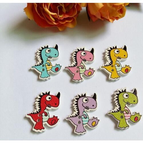 100pcs/lot mix color Cartoon dinosaur Animal Flatblck Buttons Sewing Children Buttons Clothes Ornament DIY Making 21*27mm