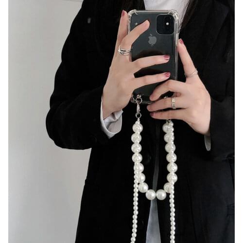 Luxury Pearls Bracelet Crossbody Necklace Lanyard Phone Case for Samsung galaxy S20 fe S21 Ultra S10 S8 S9 Plus S7 edge Cover