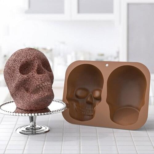 3D Skeleton Head Skull Silicone DIY Chocolate Candy Molds Party Cake Decoration Mold Pastry Baking Decoration Tools