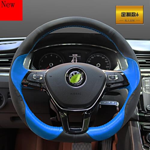 Hand-stitched Leather Suede Car Steering Wheel Cover for Volkswagen Sagitar LaVida PULS Magotan Bora Passat Lamando Jetta