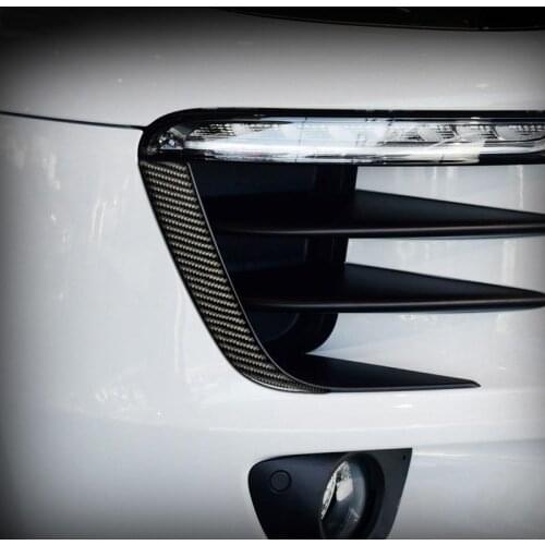 Carbon Fiber Fit for porsche macan 2014-2020 Exterior Front Fog Headlight Eyebrow Eyelid Strips Cover Trim Car Styling Sticker