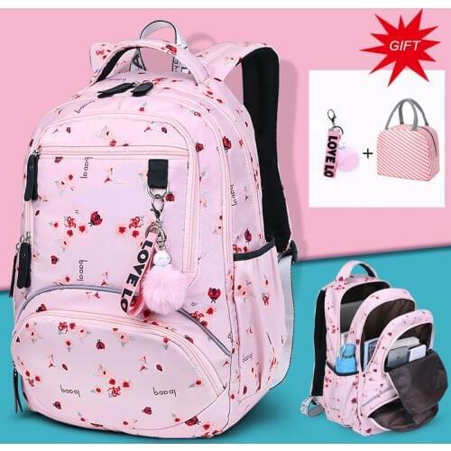 Large Capacity Schoolbag Student School Backpack Floral Printed Primary School Bags Bookbags for Teenage Girls Kds Backpack
