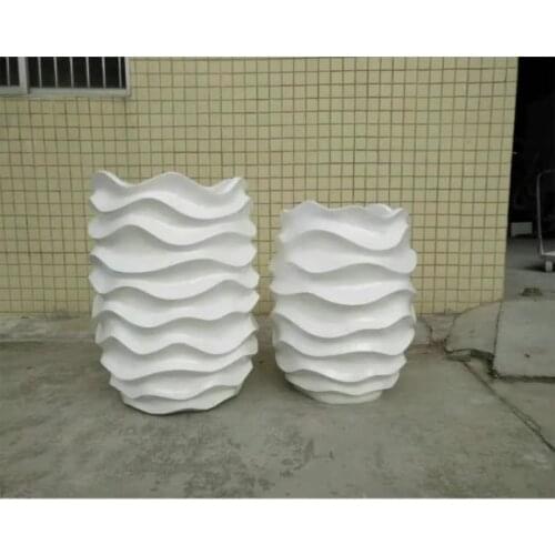 High quality fiberglass flower pots garden planters , decorative large black color flower pot vase