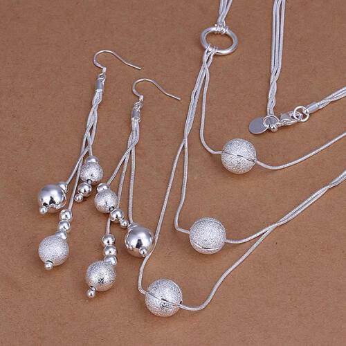 S123 Wholesale, free shipping jewelry set, fashion jewelry set Triple Lines Of Beans Two-Piece Jewelry Set