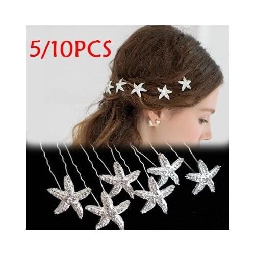 5/10PCS Fashion Cute Elegant Woman U-shaped Starfish Hair Clip Pin Wedding Bride Girl Pin Hair Comb Hair Ornaments