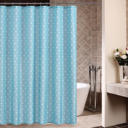 High quality blue wave point polyester cloth shower curtain waterproof and mildew to increase lead line spot bathroom shower cur