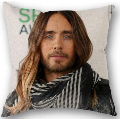 Custom Square Pillowcase Actor Jared Leto Cotton Linen Pillow Cover Zippered 45x45cm One Sides DIY Gift Office,Home,Outdoor