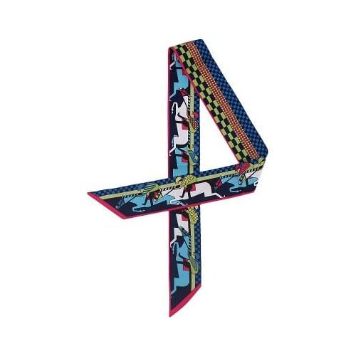 100*5cm New Style All-match Horse Knight Printed Silk Scarf Tied Bag Handle Ribbon Female