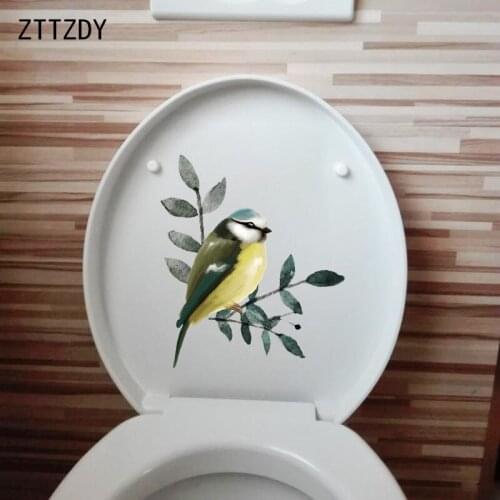 ZTTZDY 20.8×23.9CM Colorful Ink Painting Bird Home Wall Stickers Funny Toilet WC Accessories T2-1331