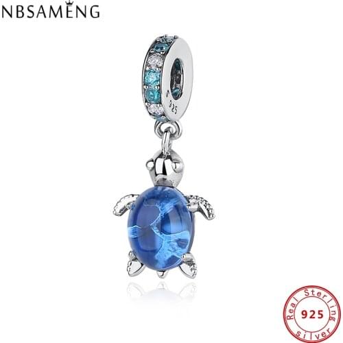 100% Original CZ 925 Sterling Silver Beads Sea turtle Charms For Jewelry Making Tree Of Life Fit Bracelet Necklace DIY Women