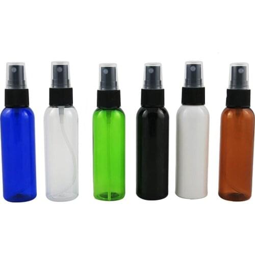 30pcs 60ml Plastic Spray Bottle Cosmetic Make up Toner Perfume Sprayer Bottles Blue Green Clear Amber White Black Container 2oz