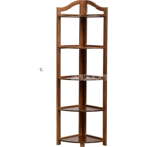 5-Layer Natural Bamboo Triangle Floor Corner Shelf Storage Shelve Organizer Living Room Stand Shelf Rack Bookshelf Bookcase
