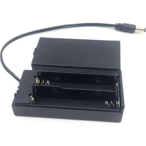 500pcs/lot 2 x 18650 Battery Case 2 Slots 7.4V 18650 Batteries Holder Storage Box With 5.5x2.1mm DC Plug ON/OFF Switch Wire Lead