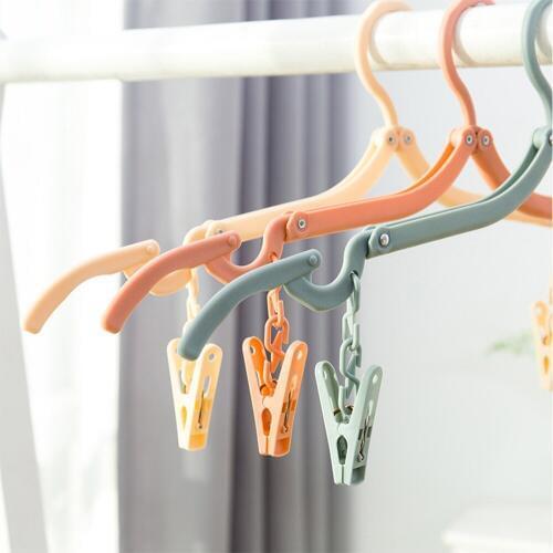 8pcs Travel Portable Folding Hanger Multi-Functional Travel Hanger Camping Clothing Drying Clothes Hangers With Clip Extendable