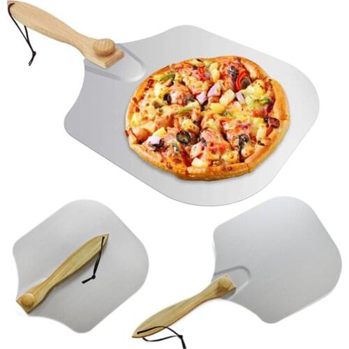 Pizza Peel Aluminum Pizza Shovel With Wood Handle Square Collapsible Pizza Paddle Factory Pastry Baking Tools