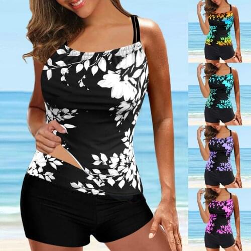 Bikinis 2021 Woman Sexy Swimwear Womens Tankini Large Bikini Set Digital Print Adjustable Strap Split Swimsuit New Bathing Suit