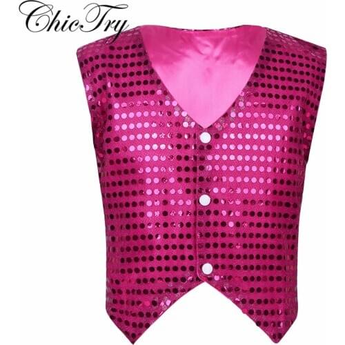 Sequins Children Shining Clothes Boys Choir Students Performance Costumes Kids Hip-hop Jazz Dance Vest Stage Perform Dancewear