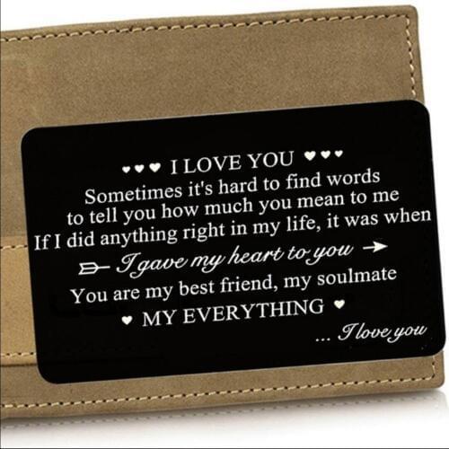 Engraved "I Love You"Wallet CardWallet Insertt to Love,Husband /Boyfriend/couple gift Anniversary Gift for Boyfriend