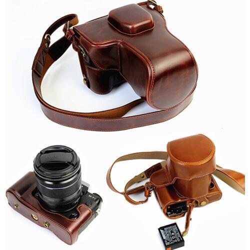 Portable Camera Bag PU Leather Case For Fujifilm Fuji X-T1 T1 XT-1 XT1 SLR cover pouch with Battery Bottom Opening