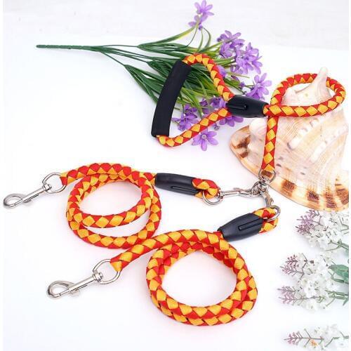 Double Dog Leash for Two Dogs 47 Inch Braided Tangle Free Dual Leash Coupler For Walking and Training Two Dogs 5 Colors