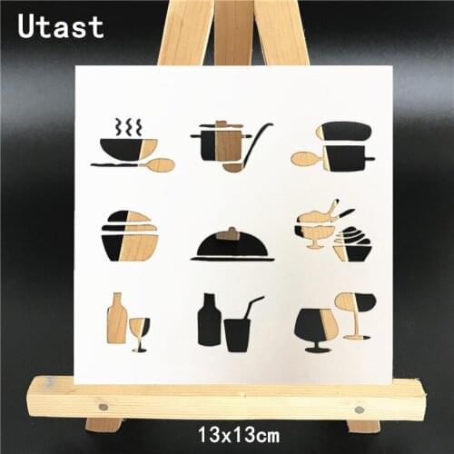 Food Drinks Cake DIY Plastic Layering Stencils Masking Spray Template For Wall Scrapbooking Painting Photo Album Paper Craft