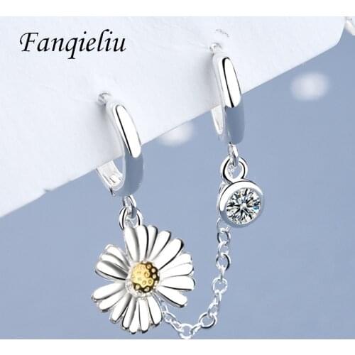 Fanqieliu Creative Design Vintage Flower Jewelry Crystal 925 Sterling Silver Drop Earrings For Women FQL21229