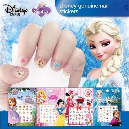 Girls Frozen Elsa and Anna Makeup Toys Nail Stickers Disney Snow White Princess Sophia Mickey Minnie Kids Earrings Sticker Toys