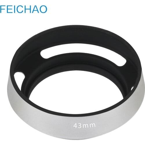 Camera Lens Hood Vented Curved 37 40.5 49 52 55 58mm Oblique Cover Internal thread Protector Metal Silver for Sony Leica M SLR