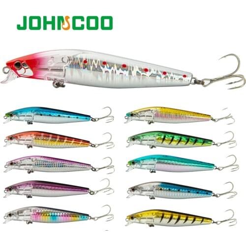 JOHNCOO Floating Minnow 100mm 15g Tungsten Weight System Hard Bait Flash Blade Wobbler Fishing Lure Pike Bass Lure