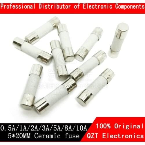 10PCS 5*20mm Fast blow Ceramic Fuse 5x20mm 250V 0.1A 0.25A 0.5A 1A 1.5A 2A 2.5A 3A 3.15A 4A 5A 6A 6.3A 8A 10A 15A 16A 20A 25A30A