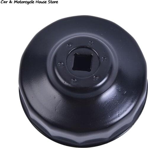 Black Steel 76mm 14 Flutes Car Oil Filter Cap Type Wrench Remover Tool Durable With 3/8" Drive Socket For BMW AUDI