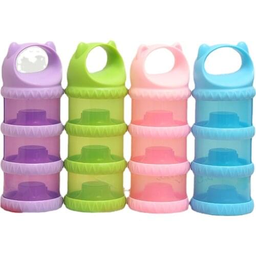 Baby milk powder box, portable out-going baby milk powder grid, large-capacity sealed storage three-layer cans