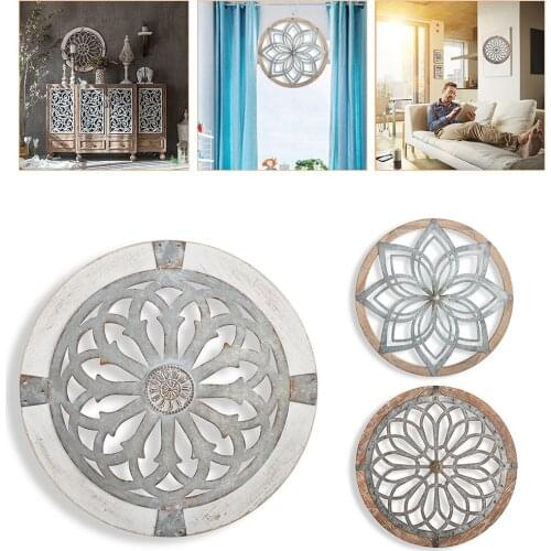 Creative Round Wooden Wall Hanging Home Decor Nordic Style Wall Art Decor Ornament Retro Craft for Bedroom Living Room